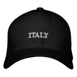 Sophisticated Souvenir Black Cap Italy Embroidery Geborduurde Pet