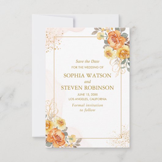 Sophisticated spring wedding with orange blossoms save the date (Voorkant)