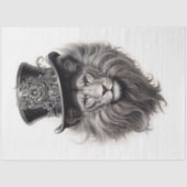 Sophisticated Steampunk Lion in Pet E4 Decoupage Tissuepapier (Voorkant)