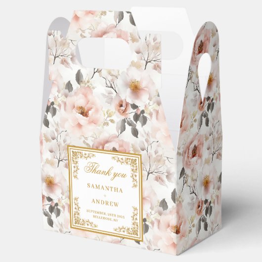 Sophisticated stoffige roze gouden bruiloft gunst bedankdoosjes (Geopend)