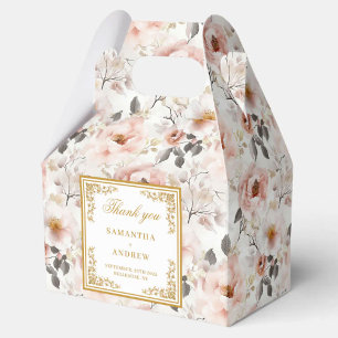 Sophisticated stoffige roze gouden bruiloft gunst bedankdoosjes