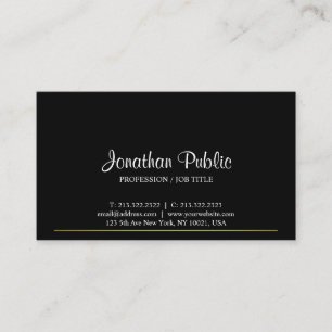 Sophisticated Strak Modern Zwart Goud Design Visitekaartje