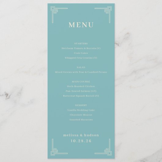 Sophisticated Teal Geometric Menu (Devant)