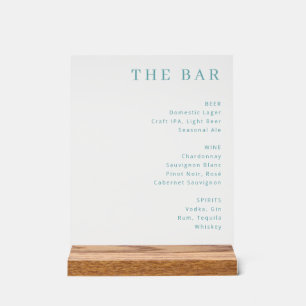 Sophisticated Turquoise Minimalistische Bar Menu Acryl Bord
