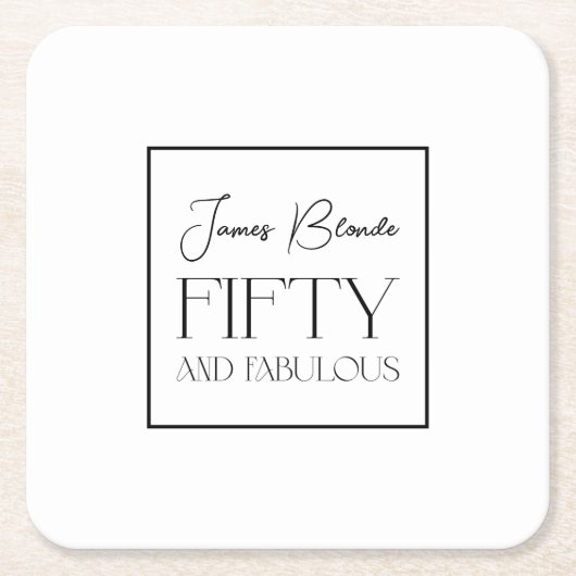 Sophisticated Typography Vijftigste Verjaardagsfee Vierkante Kartonnen Onderzetter (Voorkant)