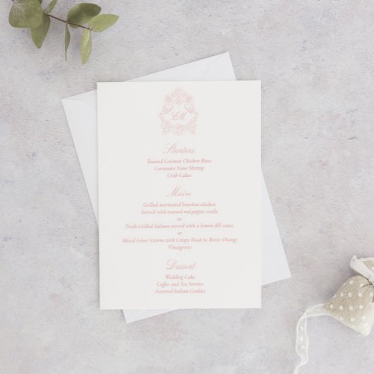 Sophisticated Victorian Classic Script Roze Menu
