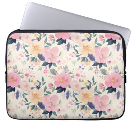 Sophisticated Waterverf Bloemen Roze Bloesems Laptop Sleeve