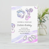 Sophisticated Waterverf Ink Oesters en Cocktails Kaart (Staand voorkant)