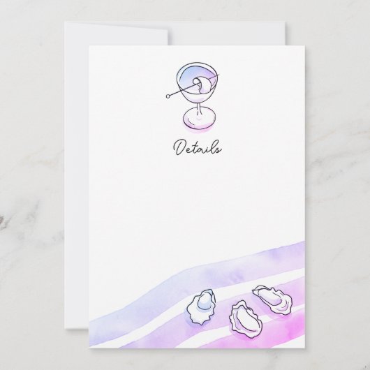 Sophisticated Waterverf Ink Oesters en Cocktails Kaart (Achterkant)