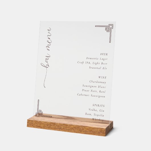 Sophisticated White Bar Menu (Angle)