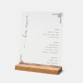 Sophisticated White Bar Menu Acryl Bord (Hoek)
