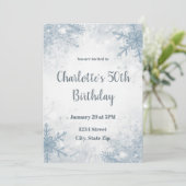 Sophisticated Winter 50th Birthday Invitation Kaart (Staand voorkant)