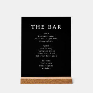Sophisticated Zwarte Serif Bar Menukaart Bord