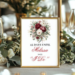 Sophisticeerde Blush Burgundy Countdown Bord Poster