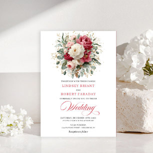 Sophisticeerde Boheemse Blush Witte Groene Uitnodi Kaart