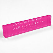 Sophistiqué en rose chaud| Plaque de nom de bureau