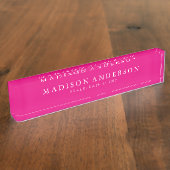 Sophistiqué en rose chaud| Plaque de nom de bureau (Taille)