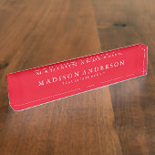 Sophistiqué en rouge| Plaque de nom de bureau (Taille)