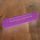 Sophistiqué en violet| Plaque de nom de bureau (Taille)