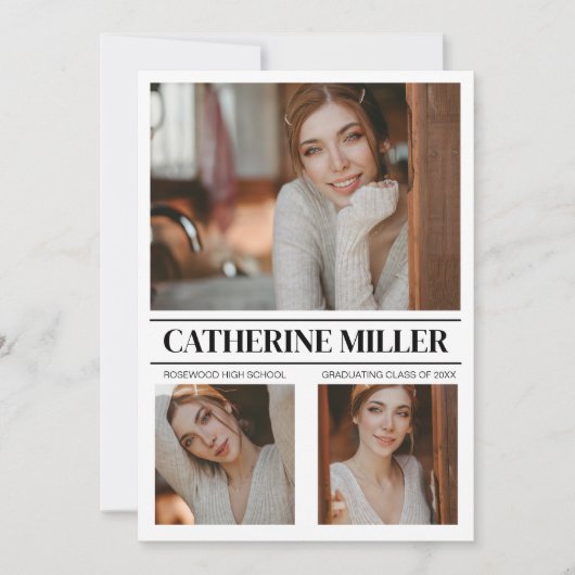Sophistiqué minimaliste Faire-part de graduation (Devant)