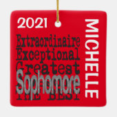 Sophomore Extraordinaire CUSTOM Keramisch Ornament (Achterkant)