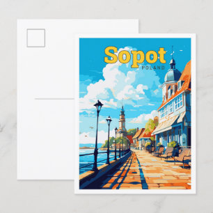 Sopot Polen Reizen Illustratie Briefkaart