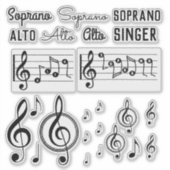 Soprano Alto Singer Music Note Sticker Clef Treble (Devant)