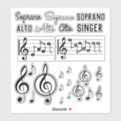 Soprano Alto Singer Music Note Sticker Clef Treble (Feuille)