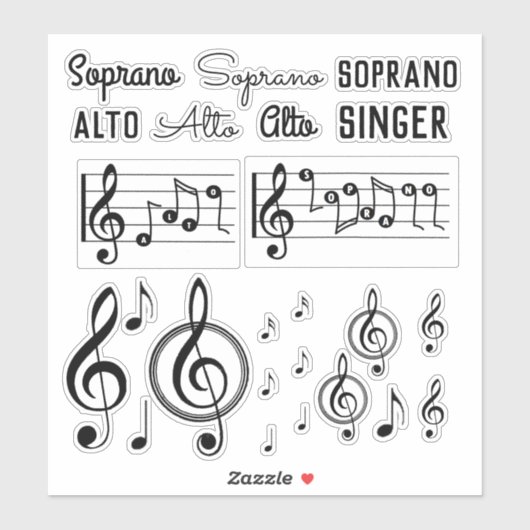 Soprano Alto Zangeres Muzieknoot Treble Clef Stick Sticker (Vel)