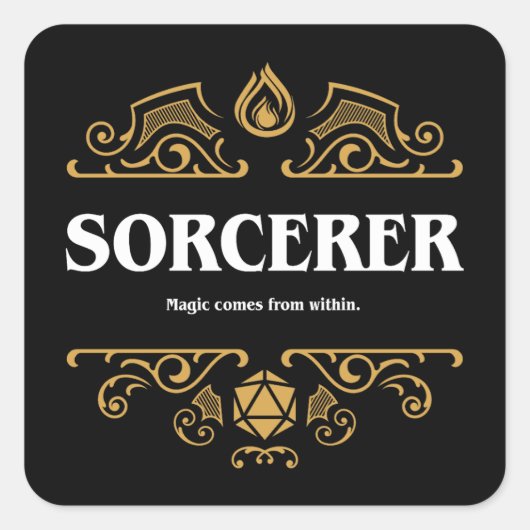 Sorcerer Class Tabletop RPG Gaming Vierkante Sticker (Voorkant)