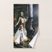 Sorceress Black Dragon Fantasy Wit Bad Handdoek (Handdoek)