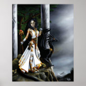 Sorceress Bolack Dragon Fantasy Wit Poster (Voorkant)