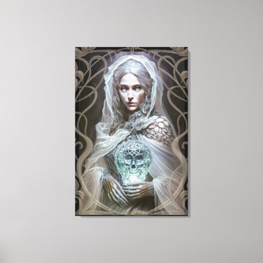 Sorceress, Dark Fantasy Vrouw, Orakel Canvas Afdruk (Voorkant)