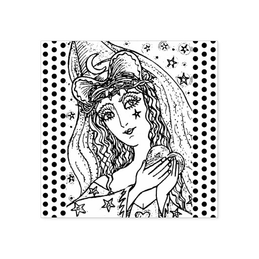 SORCERESS, GOTHIC HALLOWEEN WITCH RUBBER STAMP 	RUBBERSTEMPEL (Afrduk)
