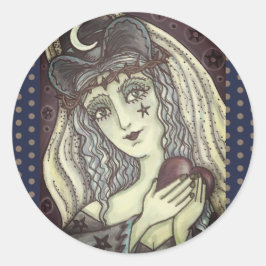 SORCERESS, GOTHIC WITCH HART STICKER RondSCHAP