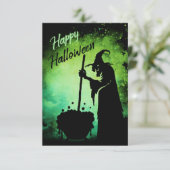 Sorcière avec chaudron Happy Halloween carte (Debout devant)