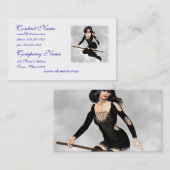 Sorcière avec des cartes de visite de balai (Devant / Derrière)