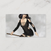 Sorcière avec des cartes de visite de balai (Dos)