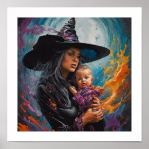 Sorcière avec Poster bébé