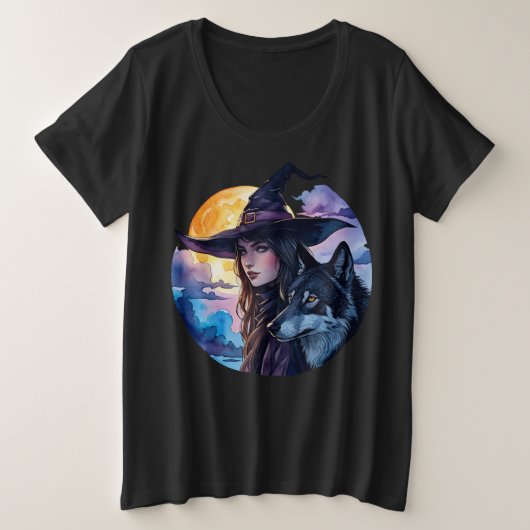 Sorcière avec un loup - Halloween Fun 1 (Design devant)