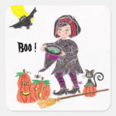 Sorcière, Boo ! Halloween autocollants blancs (Devant)