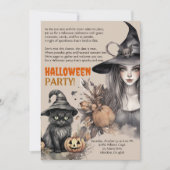 Sorcière Chat Noir Halloween Party Poem Invitation (Devant)