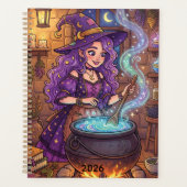 Sorcière de dessin animé faisant une potion d'amou (Devant)