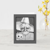Sorcière de Halloween avec la carte de chat (Fleur jaune)