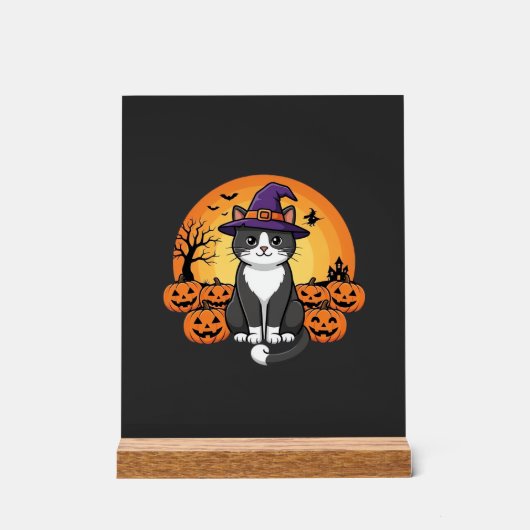 Sorcière de Halloween Chat Citrouille Lune Design_ (Recto)