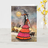 Sorcière de Halloween et carte de cimetière de (Fleur jaune)