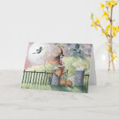 Sorcière de la carte d'Halloween 'Trick or Treat' (Fleur jaune)