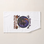 Sorcière de messager de vélo cassé balai Halloween (Serviette à main)