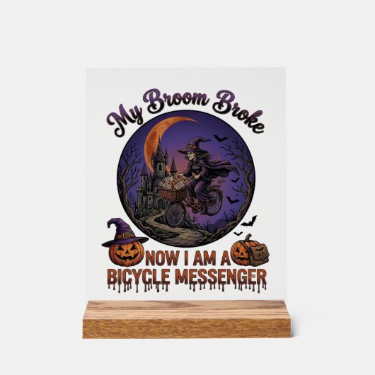 Sorcière de messager de vélo cassé balai Halloween (Recto)