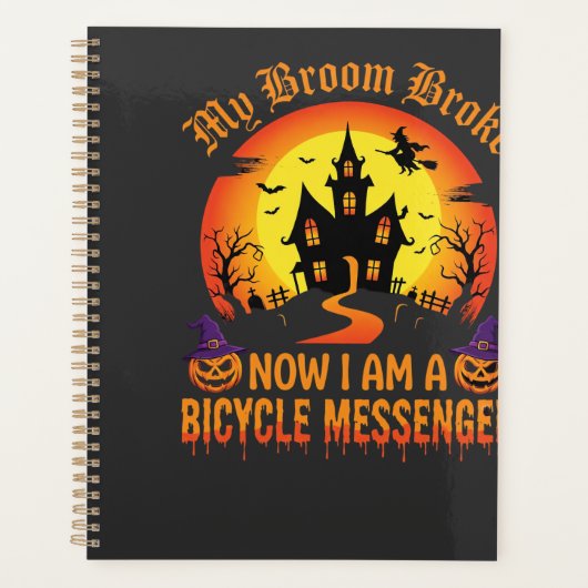 Sorcière de messager de vélo d'Halloween Broom a c (Devant)
